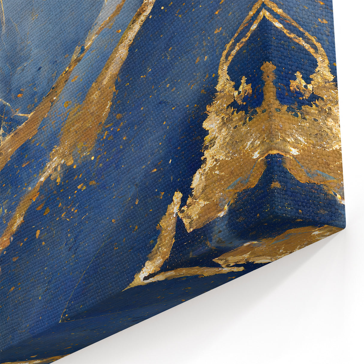 Luxury Fluid Art Print – Navy Blue & Gold Abstract Wall Decor