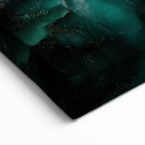 Emerald Green & Gold Fluid Canvas Art – Luxury Abstract Decor