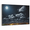 Modern Urban Landscape Art - Moonlit City Skyline Print