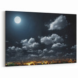 Modern Urban Landscape Art - Moonlit City Skyline Print