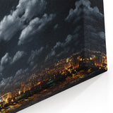Modern Urban Landscape Art - Moonlit City Skyline Print