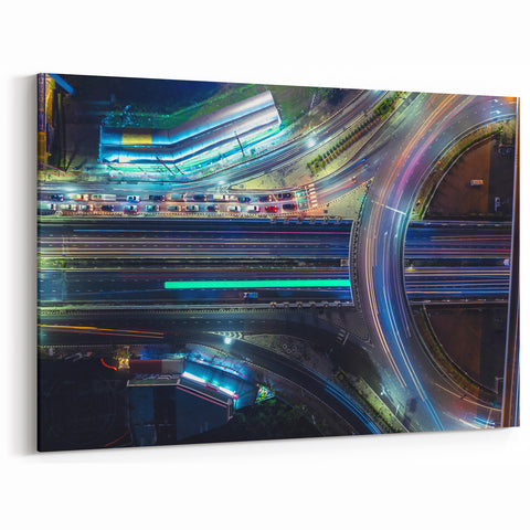 Vibrant Cityscape Canvas Prints – Neon Highway Modern Wall Art