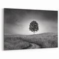 Minimalist Landscape Wall Art – Black and White Tree Scene Print