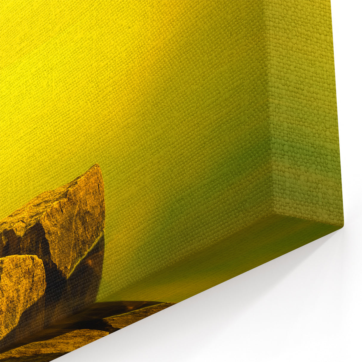 Minimalist Mountain Wall Art – Bold Yellow Rock Horizon Print