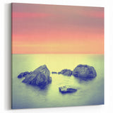 Contemporary Minimalist Nature Art – Soft Sunset Coastal Rock Print