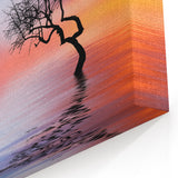 Minimalist Landscape Wall Art – Vibrant Tree at Sunset Water Scene