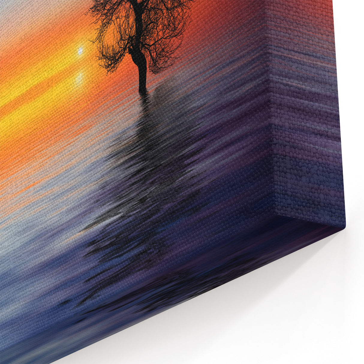 Minimalist Landscape Wall Art – Tree Silhouette with Sunset Reflections