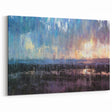Abstract Minimalist Landscape Paintings – Blue and Violet Sunset Wall Art