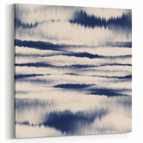 Minimalist Mountain Wall Art – Navy Blue Abstract Horizon Print