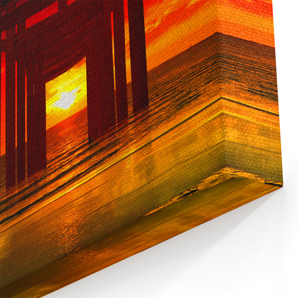 Minimalist Coastal Landscape Art – Sunset Torii Gate Ocean View Print