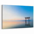 Abstract Minimalist Landscape Paintings – Torii Gate at Sunrise