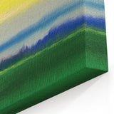 Contemporary Minimalist Nature Art – Green Field Under Yellow Sky