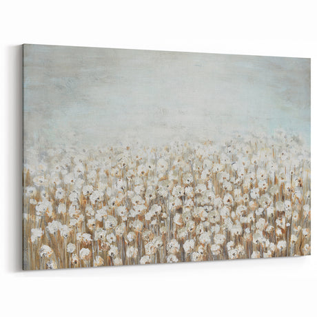 Contemporary Minimalist Nature Art – Cotton Field in Soft Haze