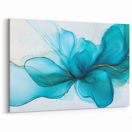 Teal & Gold Fluid Abstract Wall Art – Modern Acrylic Canvas Print