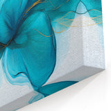 Teal & Gold Fluid Abstract Wall Art – Modern Acrylic Canvas Print
