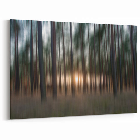 Abstract Minimalist Landscape Paintings – Motion Blur Pine Forest