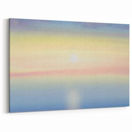 Minimalist Coastal Landscape Art – Pastel Ocean Sunrise Serenity