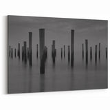 Contemporary Minimalist Nature Art – Pier Posts in Silent Water