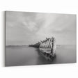 Abstract Minimalist Landscape Paintings – Shipwreck in Silent Waters
