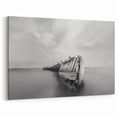 Abstract Minimalist Landscape Paintings – Shipwreck in Silent Waters
