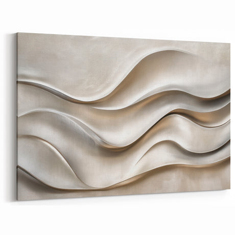 Sculpted Waves – Silver Fluid Abstract Wall Art in Soft Tones