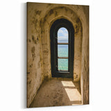 Minimalist Mountain Wall Art – Coastal View Through Arched Window