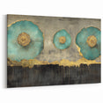 Golden Bloom – Fluid Acrylic Wall Decor with Turquoise Accents