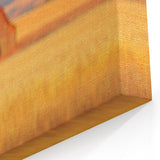 Minimalist Coastal Landscape Art – Blurred Barn in Golden Fields