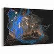 Fluid Abstract Wall Art - Modern Blue & Gold Acrylic Canvas Decor