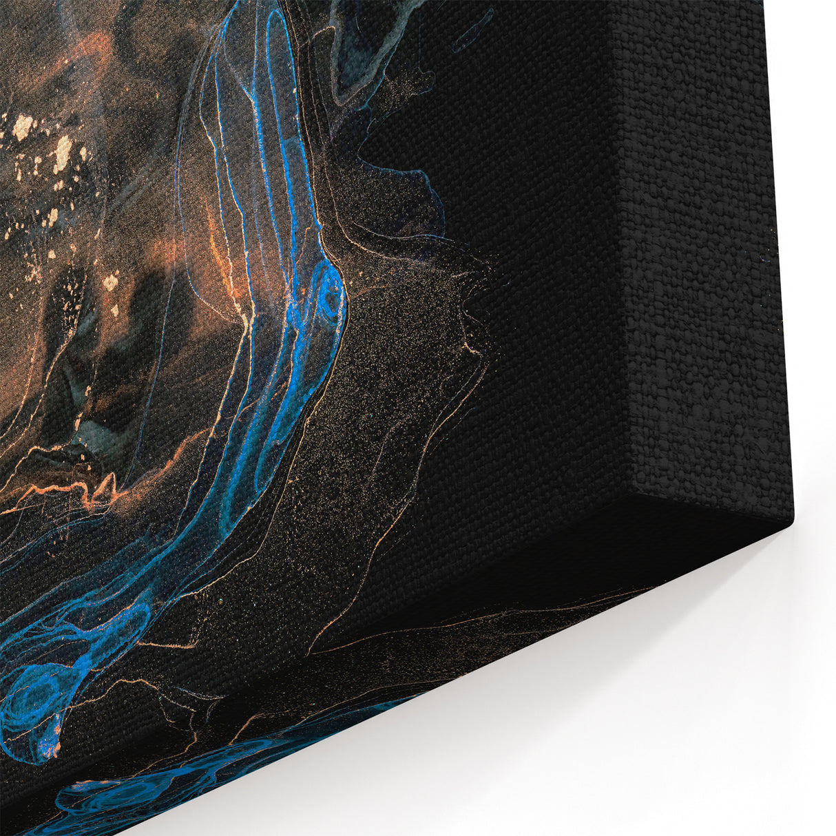 Fluid Abstract Wall Art - Modern Blue & Gold Acrylic Canvas Decor