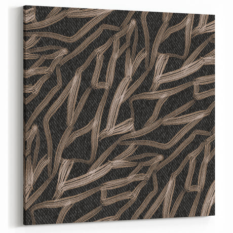 Earthen Harmony Abstracts - Fluid Organic Line Art in Black and Beige
