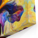 Abstract Fluid Canvas Art - Modern Fluid Art Prints in Purple & Yellow