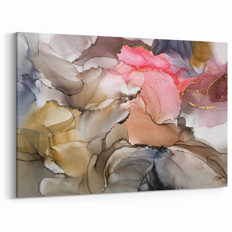 Modern Fluid Art Prints in Blush Pink and Gold - Contemporary Fluid Art Pieces