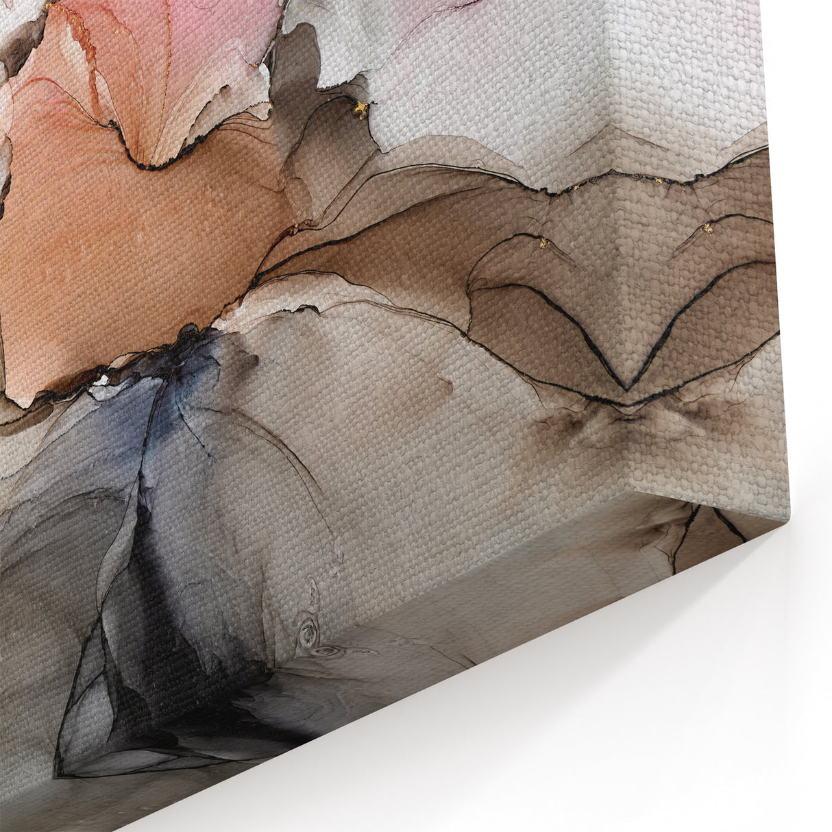 Modern Fluid Art Prints in Blush Pink and Gold - Contemporary Fluid Art Pieces
