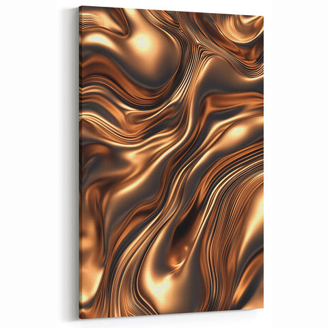 Abstract Fluid Canvas Art in Bronze Glow - Modern Fluid Art Prints
