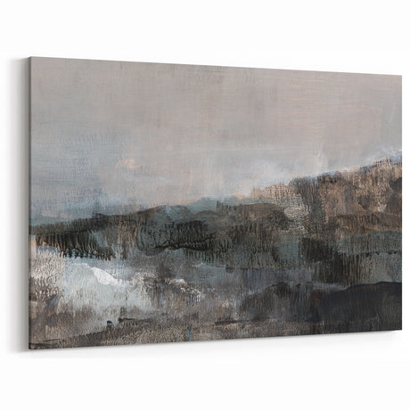 Earthen Harmony Abstracts - Tranquil Landscape Abstract Art in Gray