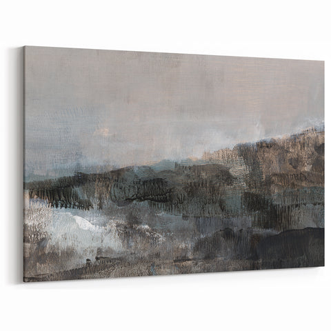 Earthen Harmony Abstracts - Tranquil Landscape Abstract Art in Gray