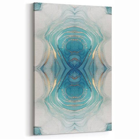 Fluid Acrylic Wall Decor – Oceanic Teal Modern Fluid Art Prints
