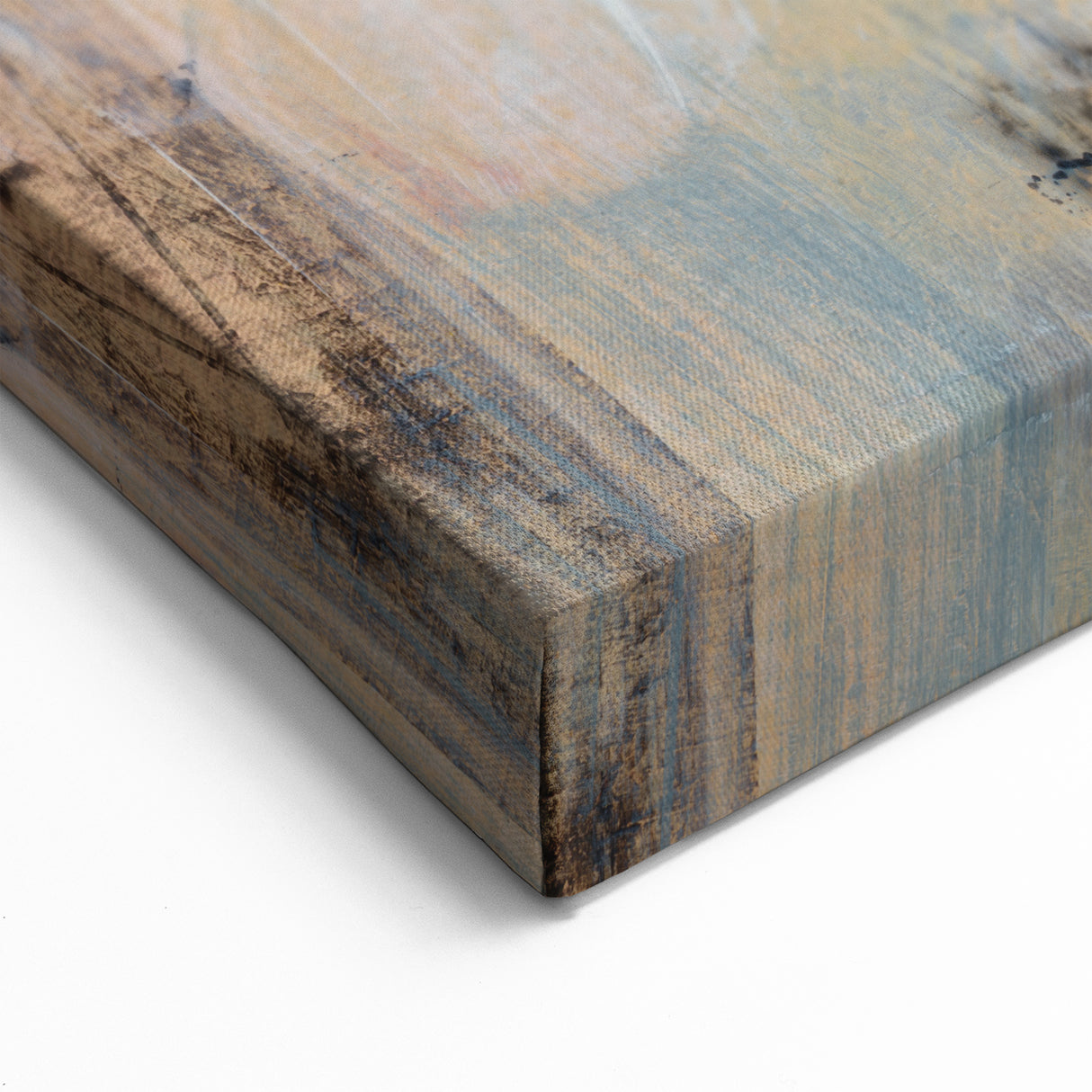 Earthen Harmony Abstracts - Soft Peach and Blue Abstract Art
