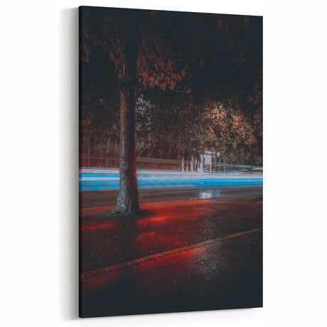 Contemporary city wall decor – Night traffic light trail art print