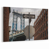 Urban scenery wall art – Industrial city bridge and street sign