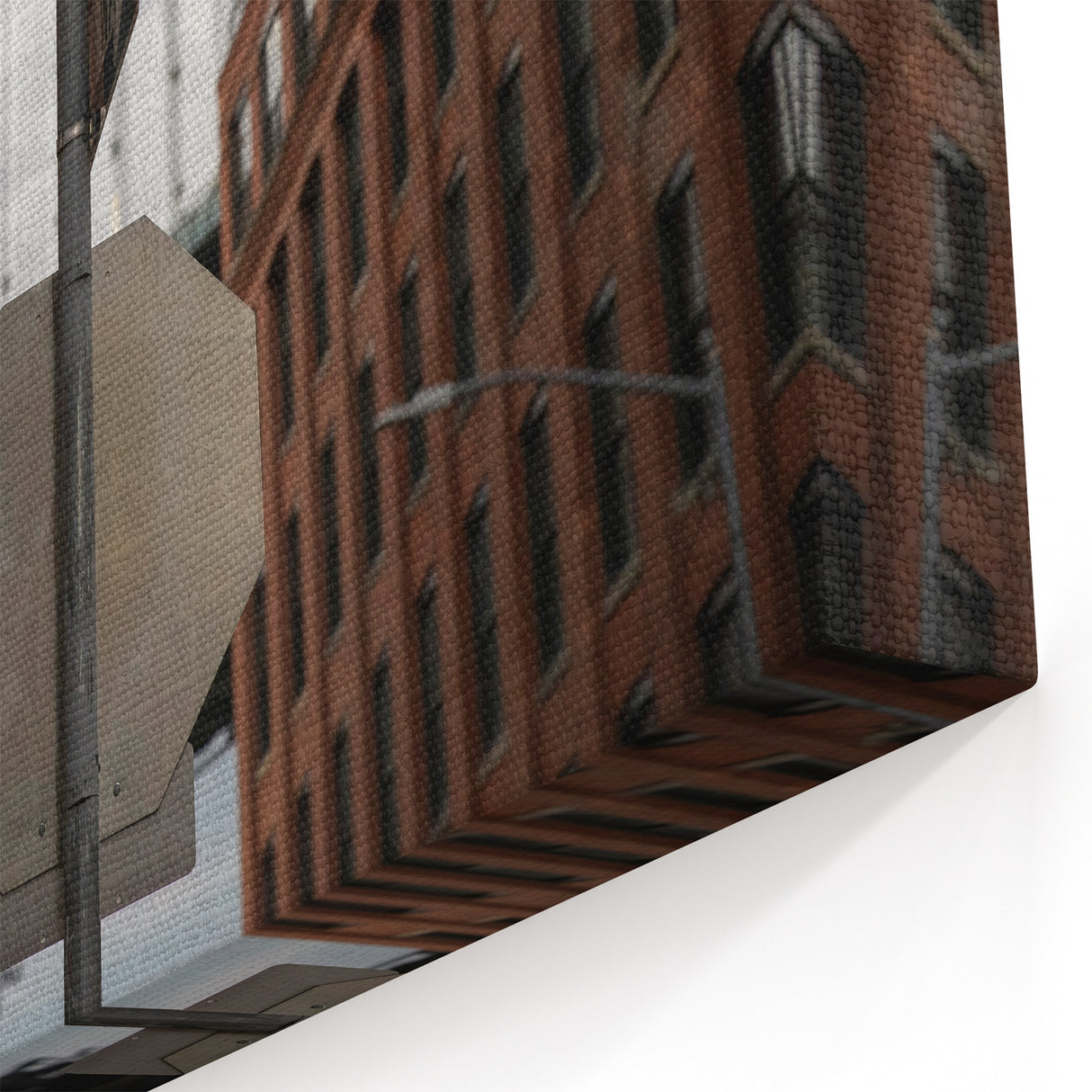 Urban scenery wall art – Industrial city bridge and street sign