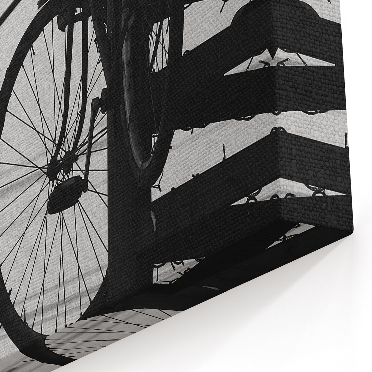 Modern Urban Landscape Art – Black and White Bicycle Scene