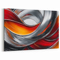 Fiery Abstract Oil Painting – Bold Red, Silver & Orange Wall Art