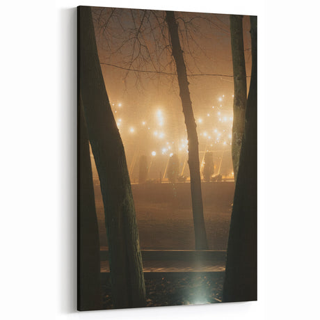 Contemporary City Wall Decor – Misty Park Lights Urban Print