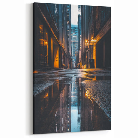 Urban Architectural Wall Art – City Alley Reflection Canvas Print