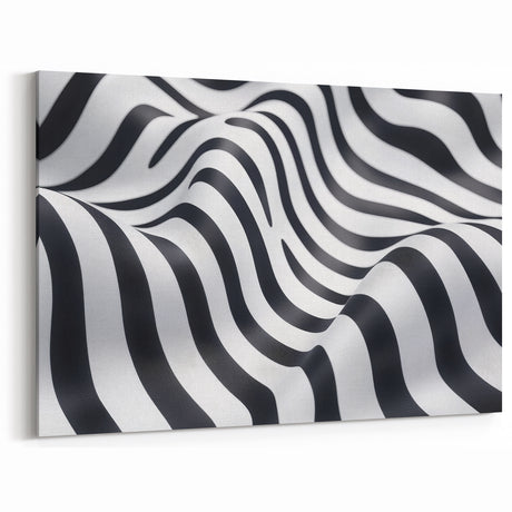 Geometric Abstract Art Prints – Black & White Wave Illusion