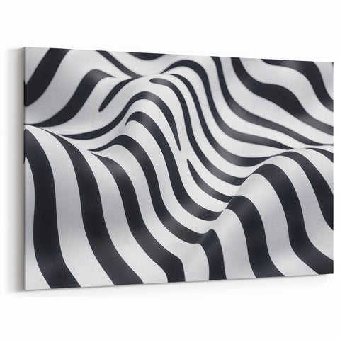 Geometric Abstract Art Prints – Black & White Wave Illusion