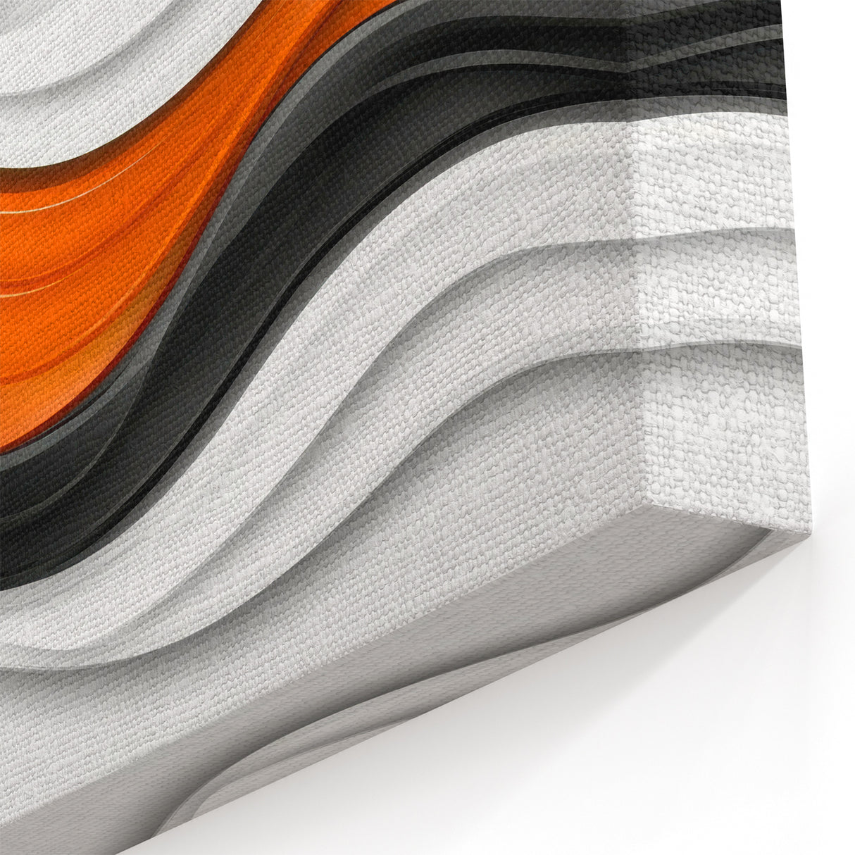 Contemporary Abstract Art Pieces – Orange, Black & White Waves