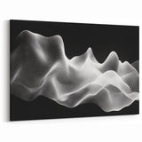 Large Abstract Wall Decor – Black & White Digital Wave Motion